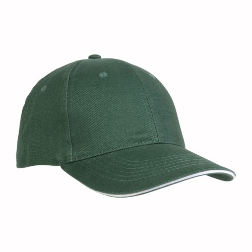 Cappellino in cotone pesante, 6 pannelli con visiera "sandwich"