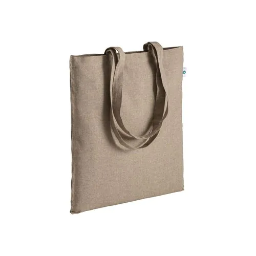 Shopper en coton recyclé 190 g/m2, anses longues, 38 X 42 cm Shopper en coton recyclé 190 g/m2, anses longues, 38 X 42 cm