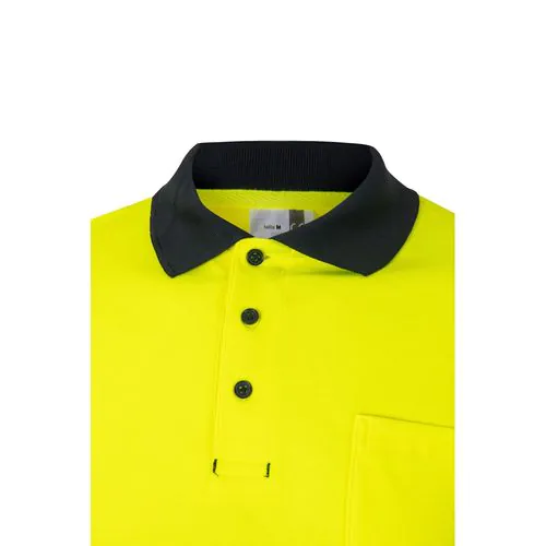 VL PLUTO. Polo piqué bicolore (150g/m²) à manches longues, en coton (55%) et polyester (45%)