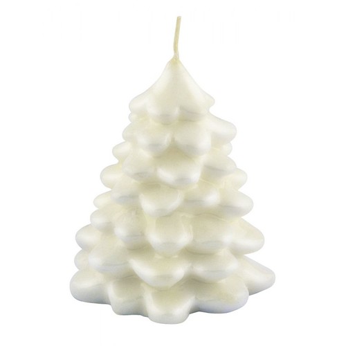 CANDLE CHRISTMAS TREE WHITE SHINY