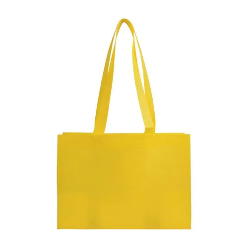 Shopper avec soufflet à la base en TNT 70gm2 thermosoudé, anses longues