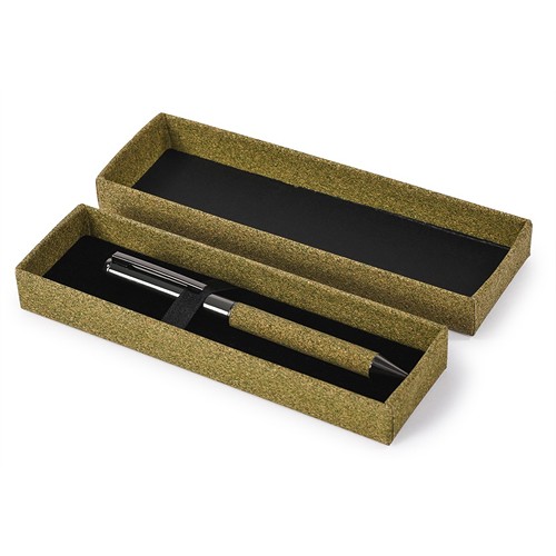 BALLPOINT PEN WITH TEA CASE MADE OF METAL PAPER AND TEA GROUNDS