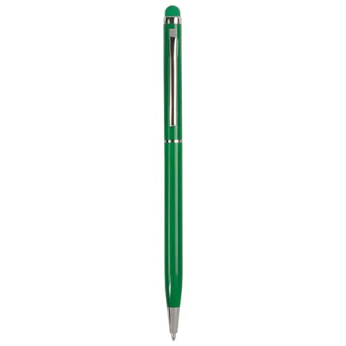 Twist pen with metal clip and barrel, and matching touchscreen rubber tip