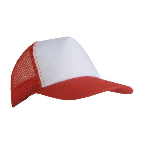Polyester 5-panel cap with mesh crown and adjustable velcro strap Polyester 5-panel cap with mesh crown and adjustable velcro strap