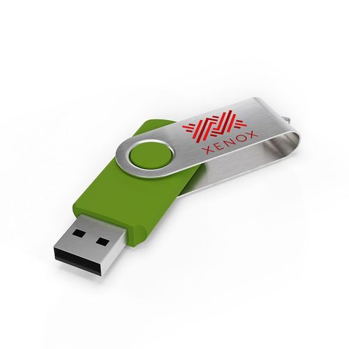 USB Stick Twister (Lime Green, 4GB 2.0, Print in full color frontside, Print in full color backside)