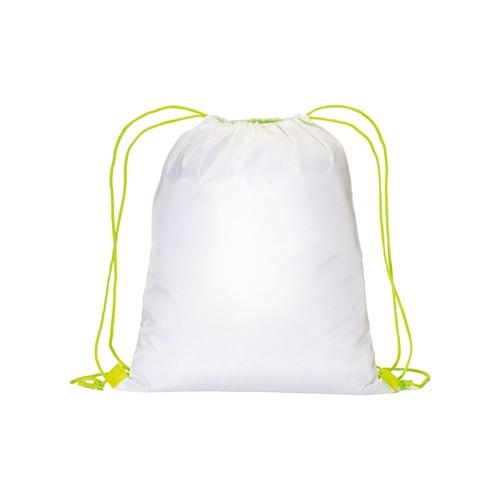 Sac à dos blanc en polyester 210 T avec fermeture à cordons et cordons colorés Sac à dos blanc en polyester 210 T avec fermeture à cordons et cordons colorés