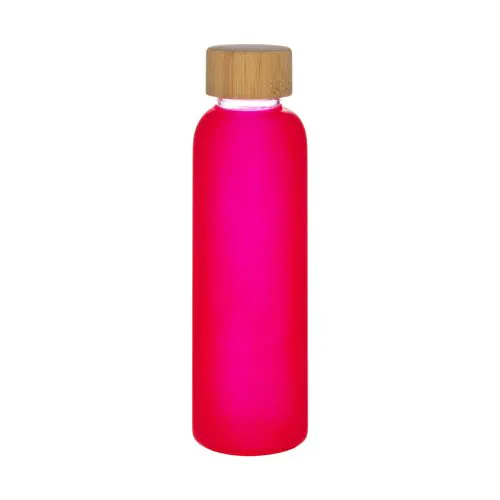 Bouteille en verre dépoli et bouchon en bambou, capacité 500 ml