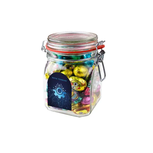 Weck jar 0,9 liters, filled with candy