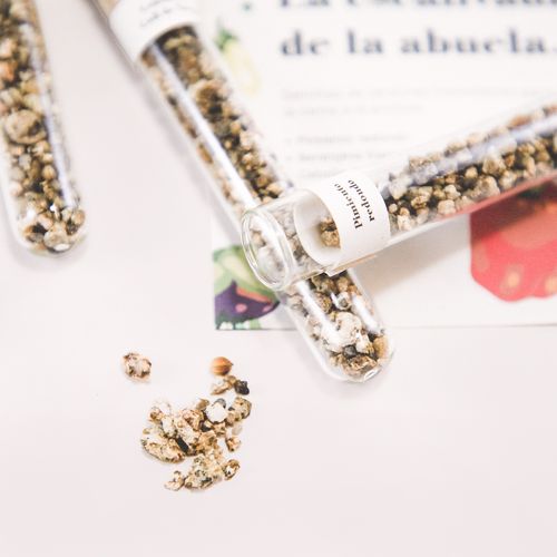 Tube with seeds and substrate Tube with seeds and substrate