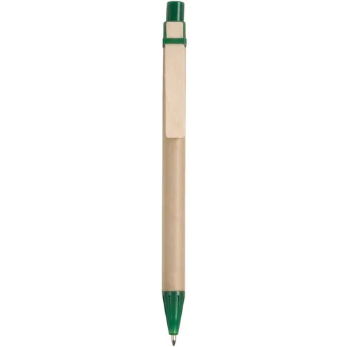 Stylo à bille en papier recyclé, détails colorés en PP et paille de blé, clip en bois Stylo à bille en papier recyclé, détails colorés en PP et paille de blé, clip en bois