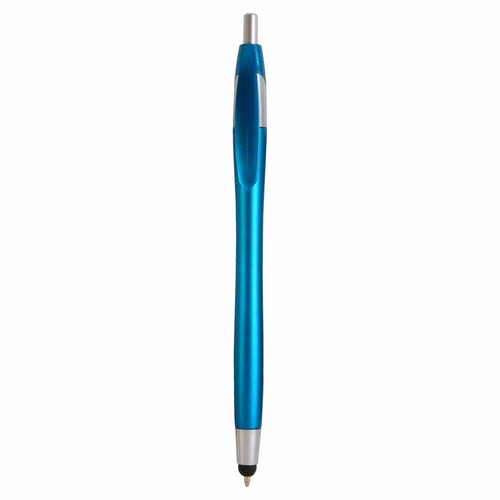 Penna a scatto in plastica con gommino per touch screen Penna a scatto in plastica con gommino per touch screen