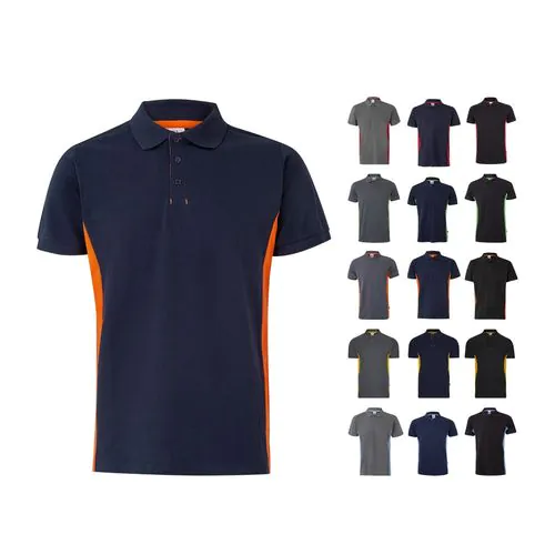 VL SUPAY. Polo piqué bicolor (180g/m²), manga corta, en algodón (60%) y poliéster (40%)