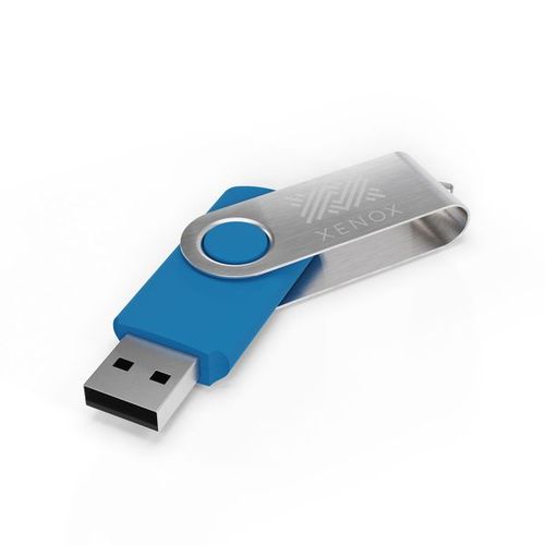 USB Stick Twister (Light Blue, 128GB 2.0, Engraving frontside, Engraving backside)