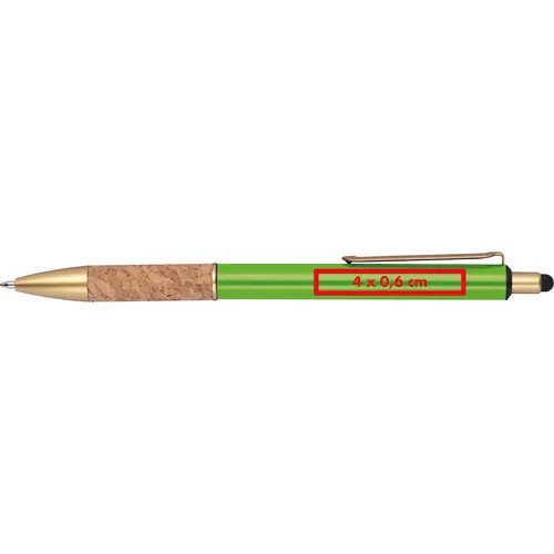 Ball pen with cork grip zone