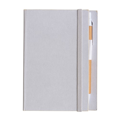 Cardboard notepad with coloured elastic, pen, ruled sheets (70 pages) and sticky notes Cardboard notepad with coloured elastic, pen, ruled sheets (70 pages) and sticky notes