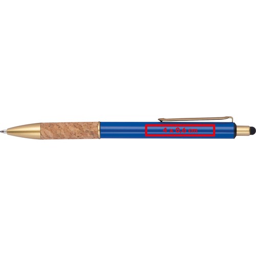 Ball pen with cork grip zone