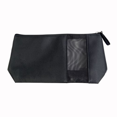 Microfibre cosmetic bag with zip and micro-perforated window Microfibre cosmetic bag with zip and micro-perforated window