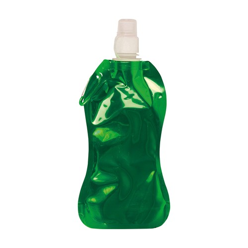 Gourde en PE/PET repliable (480ml), avec mousqueton (27 cm de haut pour 10,5 cm de largeur