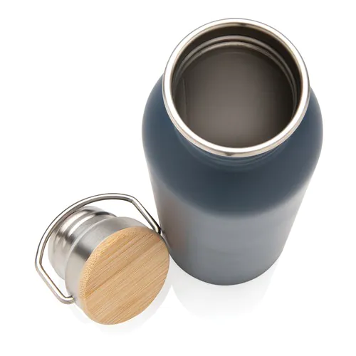 Bouteille en acier inoxydable avec couvercle en bambou