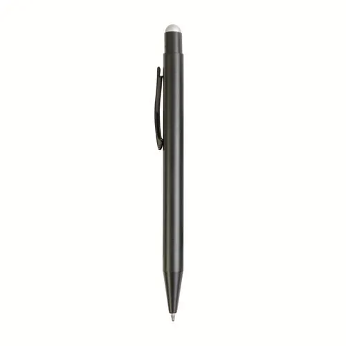 Aluminum push button ball pen with colored touch screen and laser engraved logo