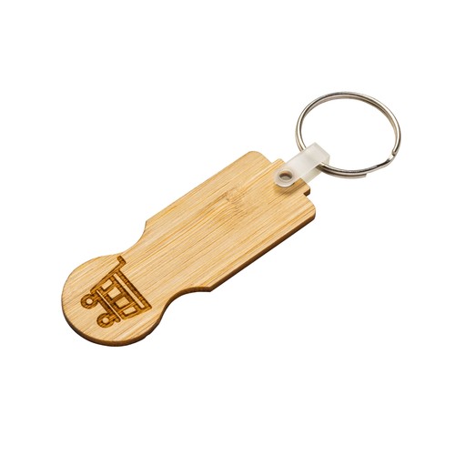 Bamboo shopping cart token with key ring