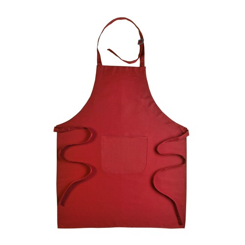 30% cotton/70% polyester (180 g/m2) long cooking apron with front pocket and plastic buckl
