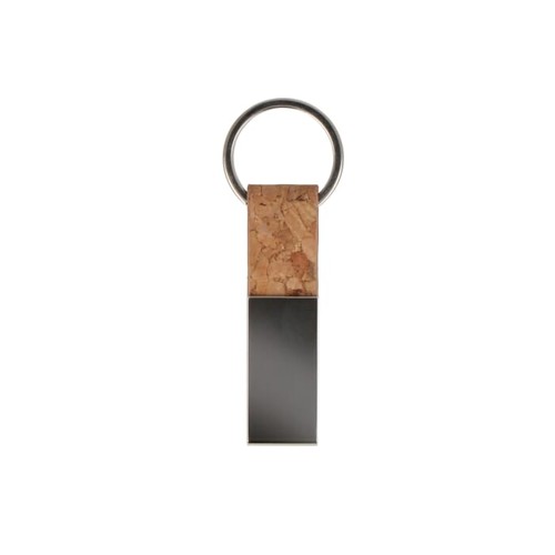 Porte-clés rectangulaire en liège et métal