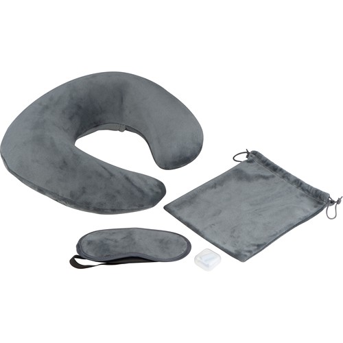 Travel set with neck pillow, sleep mask, and laundry bag