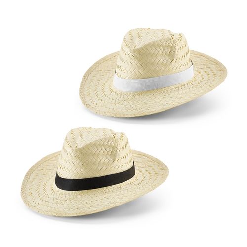 EDWARD POLI. Natural straw hat with polyester ribbon EDWARD POLI. Natural straw hat with polyester ribbon