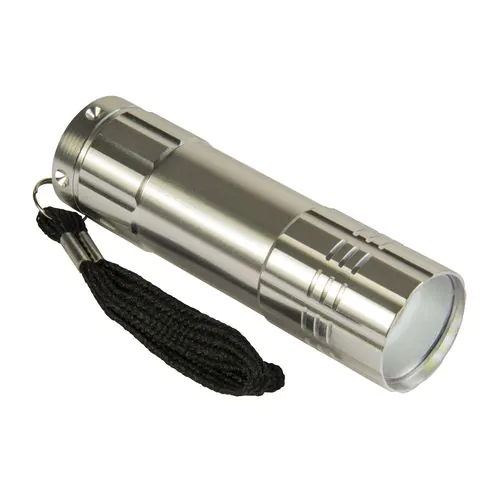 Aluminium COB LED (Chip On Board) torch with string (batteries NOT included)