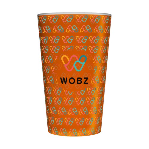 Personalised 25 cl orange reusable plastic cup - Digital printing