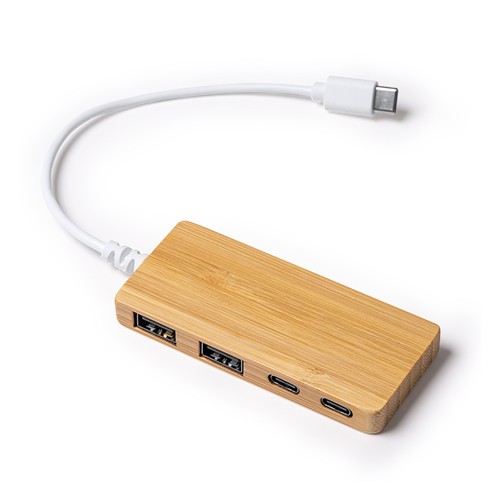 USB hub in bamboo. Type C input. Two USB and two T Abelardo USB hub in bamboo. Type C input. Two USB and two T Abelardo