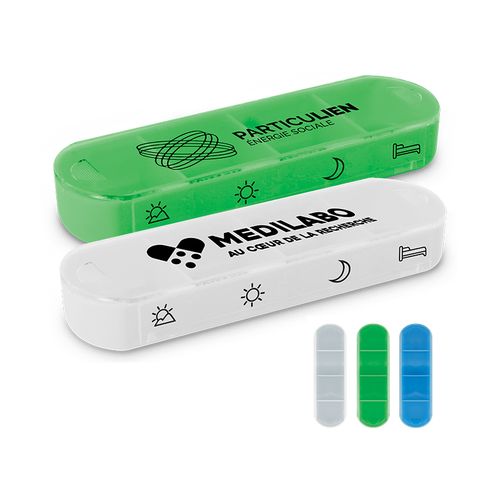 Daily pill-box with sliding lid Daily pill-box with sliding lid