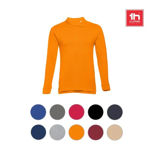 THC BERN. Polo da uomo a maniche lunghe in cotone cardato