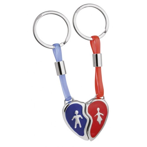 PORTACHIAVI "CUORE SPEZZATO ROSSO E BLU"