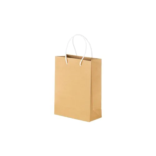 150 g/m2 natural recycled paper bag with gusset and short colored handles