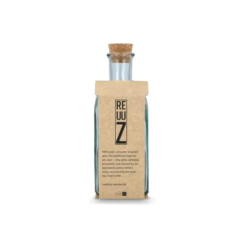 InSideOut Square Recycled Glass Water Bottle ReuuZ with Cork Stopper 500ml InSideOut Square Recycled Glass Water Bottle ReuuZ with Cork Stopper 500ml