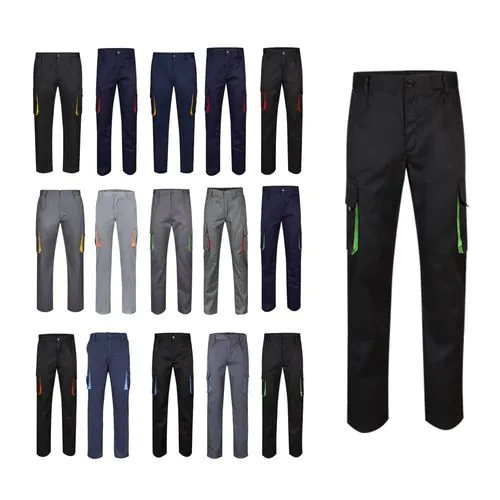 VL HYPNOS. Pantaloni in twill bicolore con diverse tasche (200g/m²), in cotone (35%) e poliestere (65%)