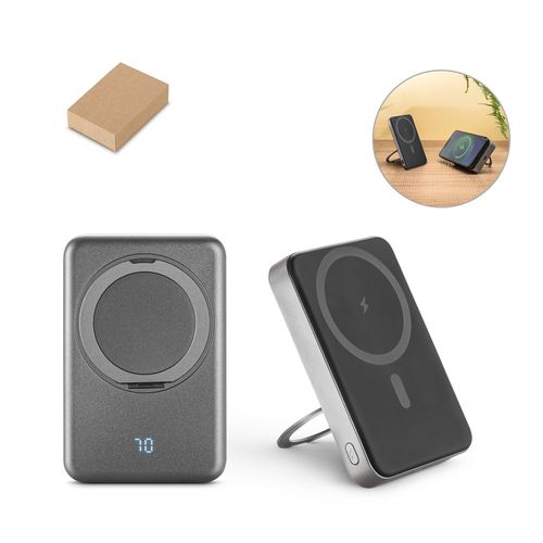 WARSHEL 10. Batterie nomade magnétique de 10 000 mAh avec chargeur sans fil ultrarapide de 15 W en ABS recyclé (100 % rABS) avec support WARSHEL 10. Batterie nomade magnétique de 10 000 mAh avec chargeur sans fil ultrarapide de 15 W en ABS recyclé (100 % rABS) avec support