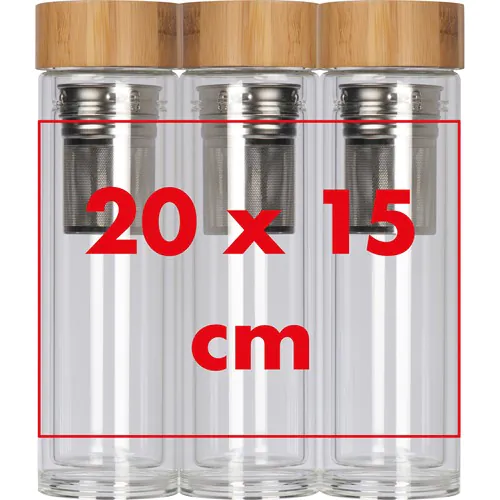 420 ml dubbelwandige glazen fles met bamboo deksel 420 ml dubbelwandige glazen fles met bamboo deksel