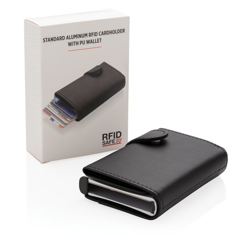 Standard aluminium RFID cardholder with PU wallet Standard aluminium RFID cardholder with PU wallet