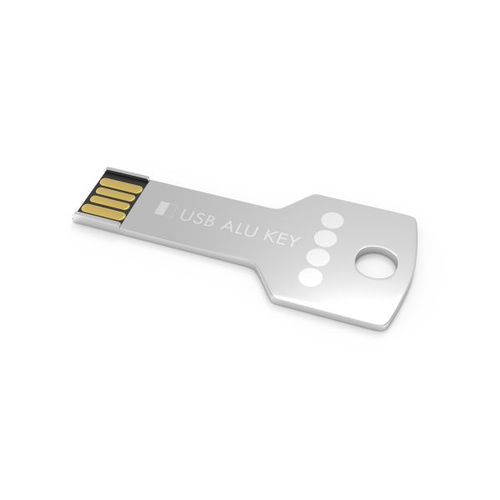 USB Stick Alu Key (Argent, 4 Go 2.0, Pas de téléversement de données, Gravure recto)