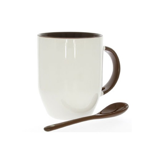 Tasse bicolore cuillère Marron