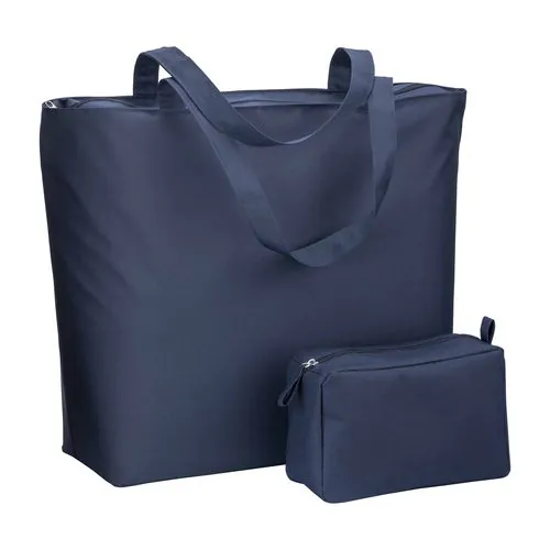 300D polyester beach bag with long handles and zip closure