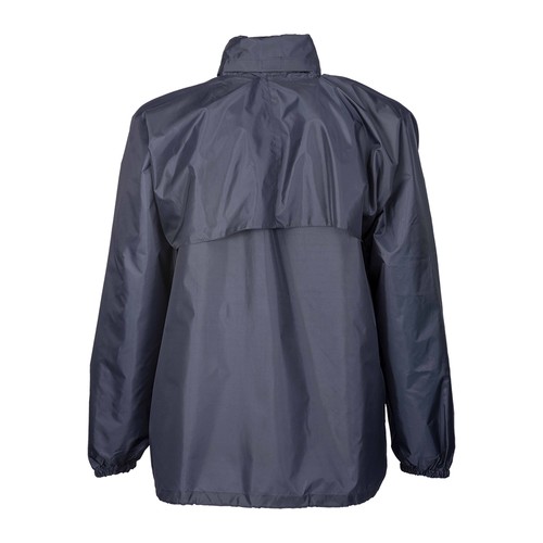190T polyester windbreaker with fold-away hood with zip. Folds up into a waist bag