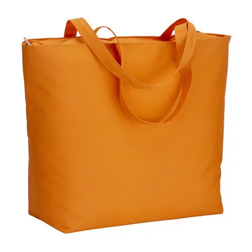 300D polyester beach bag with long handles and zip closure
