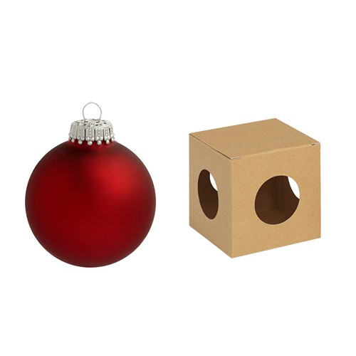 Boule de Noël 8 cm avec tampographie 4-5 couleurs (recto) - en boîte ECO - couronne argentée - MADE IN GERMANY