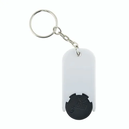 Plastic key ring with shopping trolley token
