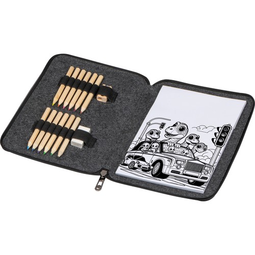 Colouring set in felt case