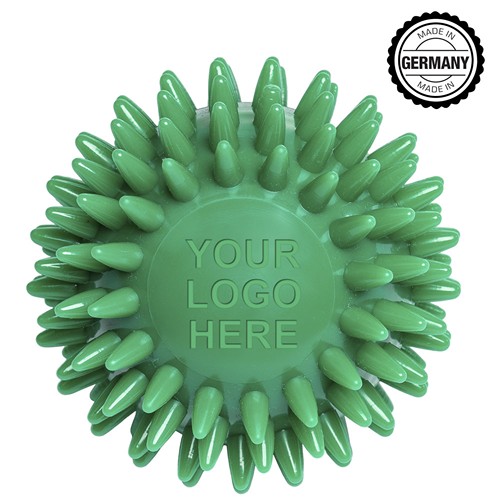 Balle de massage hérisson avec gaufrage rond (78 mm, bleu), "Made in Germany"